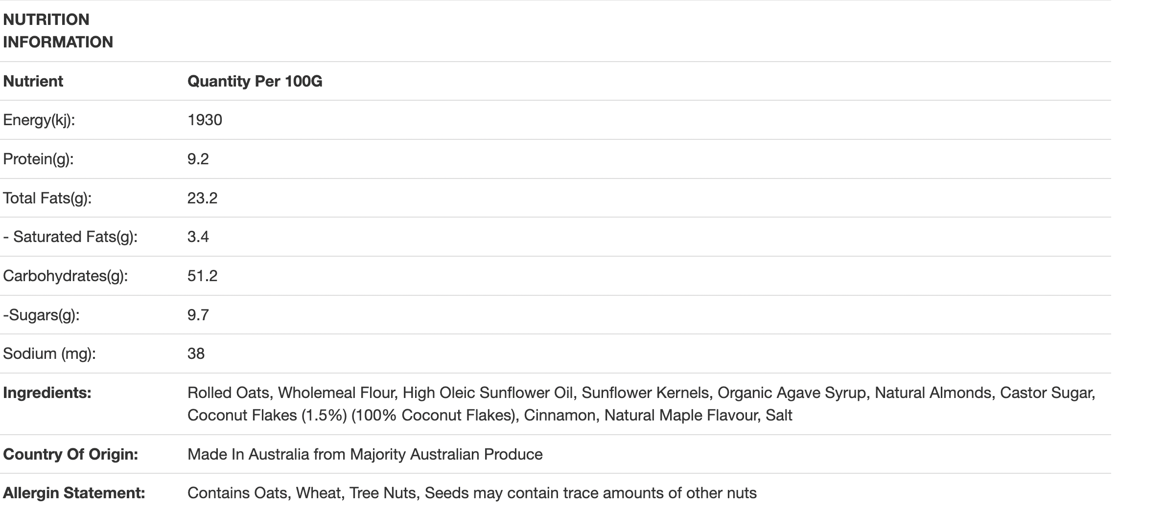 Ocean Street High Protein Gourmet Granola