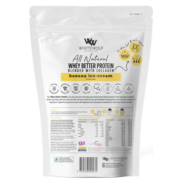 White Wolf Nutrition Whey Better Protein Blend- Boosted with Collagen