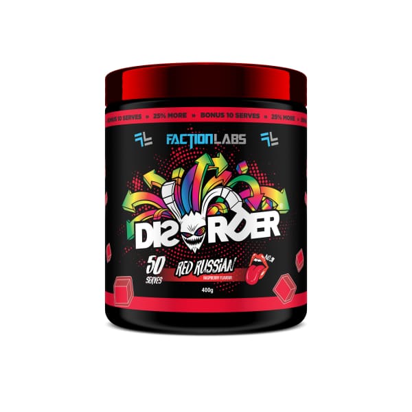 Faction Labs Disorder High Stim Pre Workout 50 Scoops - Red Russian - Pre Workout