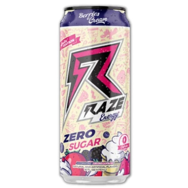 Raze Energy Drink cans - Berries & Cream / Case