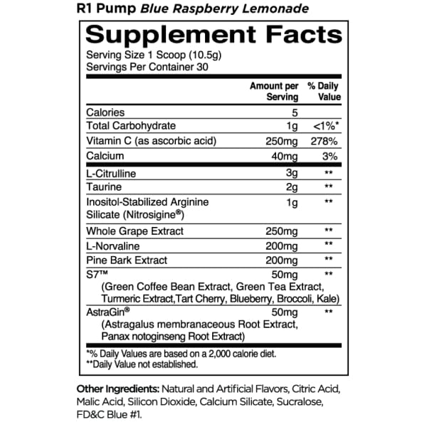 Rule 1 Pump Non Stim Pre Workout