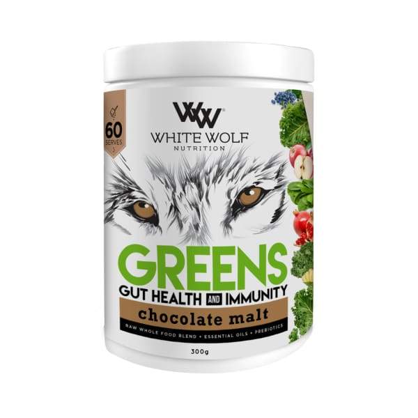 White Wolf Greens + Gut Health - Chocolate Malt / 60 Serves - Health & Wellbeing