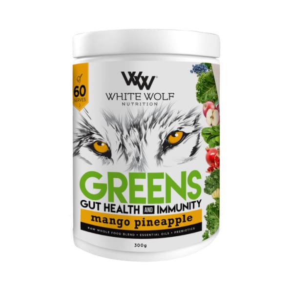 Whit Wolf Greens + Gut health - Mango Pineapple / 60 Serves - Health & Wellbeing