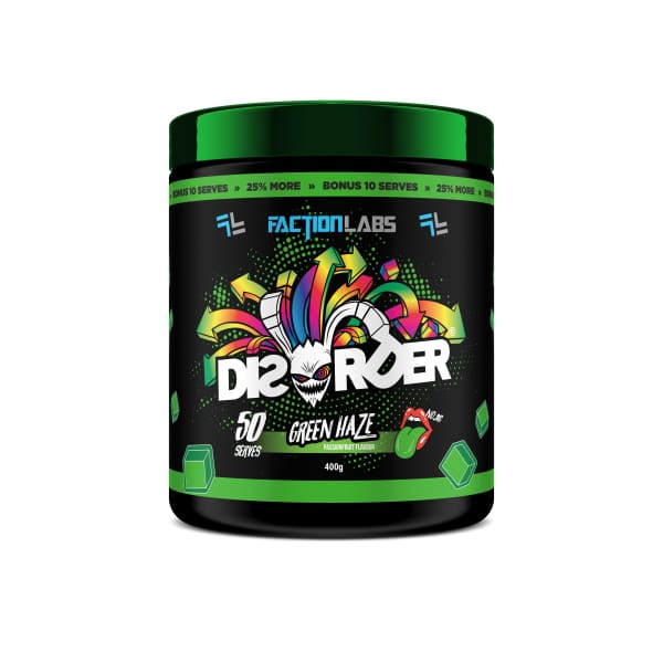 Faction Labs Disorder High Stim Pre Workout 50 Scoops - Green Haze - Pre Workout