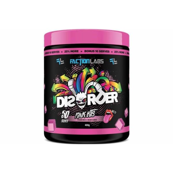 Faction Labs Disorder High Stim Pre Workout 50 Scoops - Pink Bits - Pre Workout