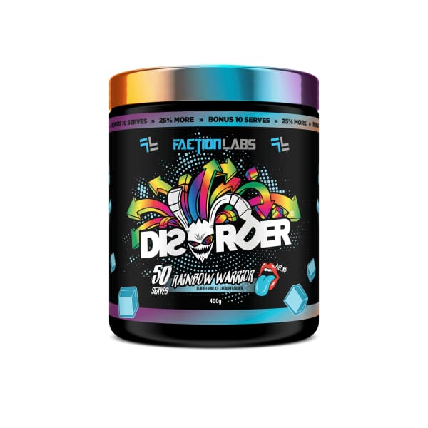 Faction Labs Disorder High Stim Pre Workout 50 Scoops - Rainbow Warrior - Pre Workout