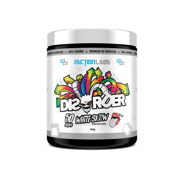 Faction Labs Disorder High Stim Pre Workout 50 Scoops - White Snow - Pre Workout