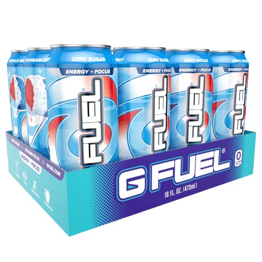 Gfuel Energy Cans (12 Pack) - Snow Cone - Pre Workout