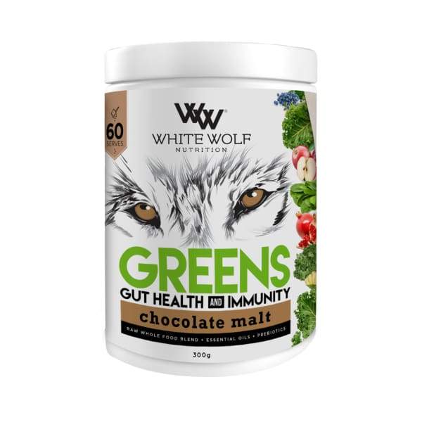 White Wolf Greens + Gut Health - Chocolate Malt / 60 Serves - Health & Wellbeing