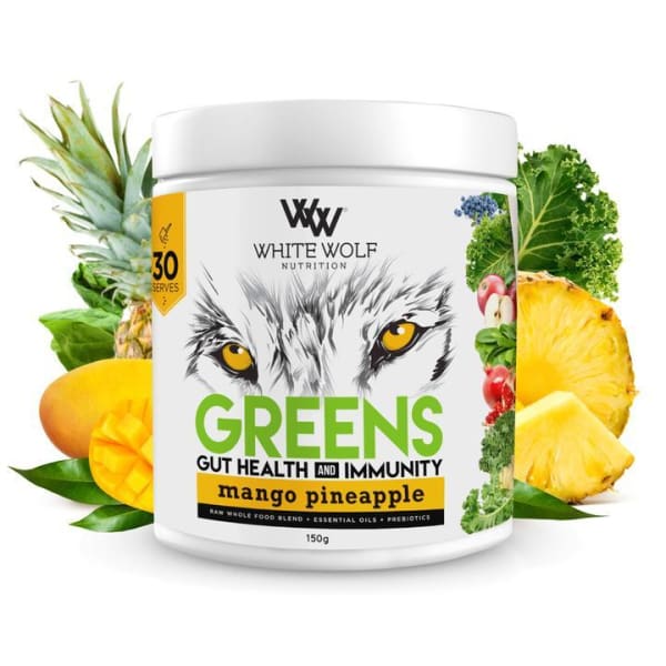 Whit Wolf Greens + Gut health - Mango Pineapple / 30 Serves - Health & Wellbeing