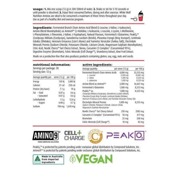 White Wolf Vegan Essential Aminos - BCAAs & Amino Acids